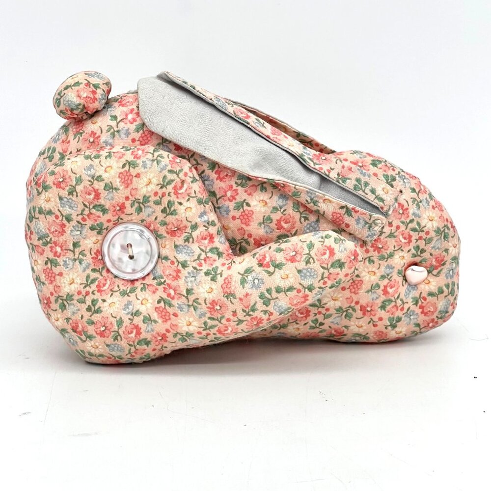 Vintage Floral Print Stuffed Easter Bunny Rabbit Plush Toy Handmade by Grandma - Picture 2 of 12